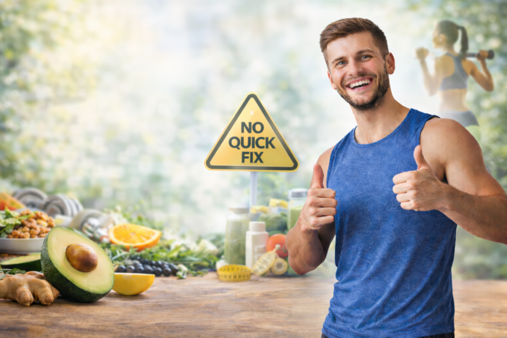 Weight Loss Advice showing healthy lifestyle habits with clean eating and regular exercise