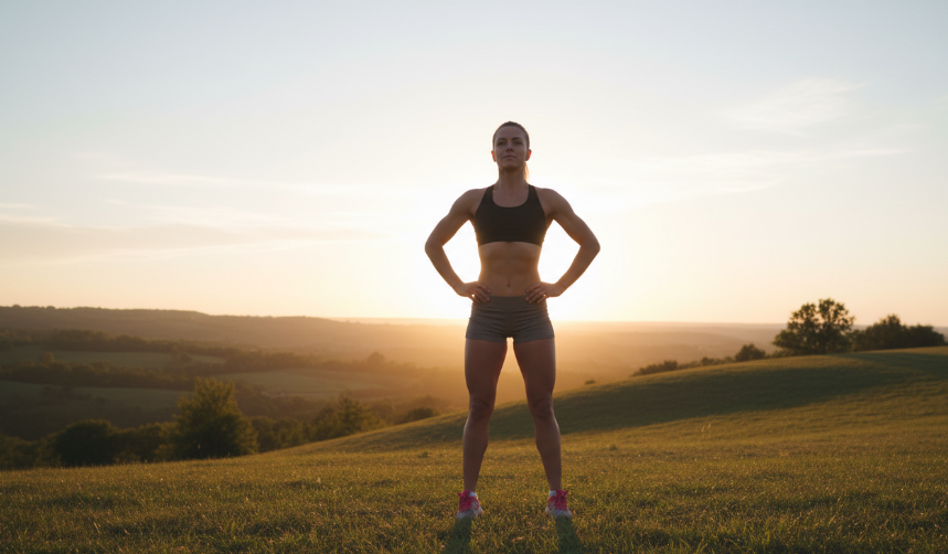 Confident person at sunrise representing a healthy lifestyle transformation