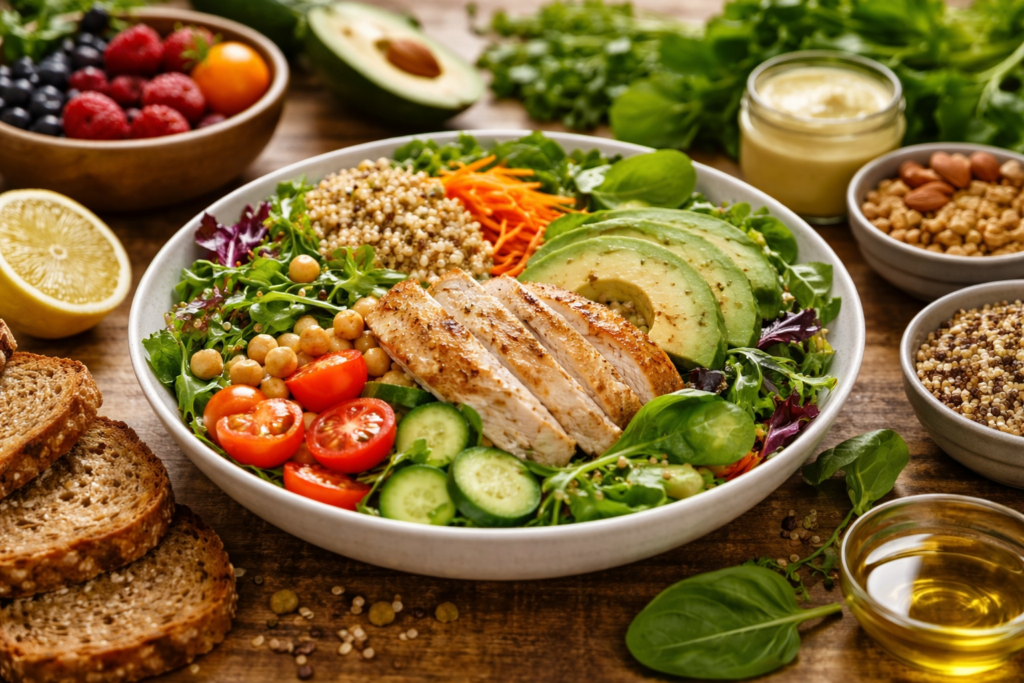 Lose Weight Without Feeling Weak with nutrient-dense salad and green juice