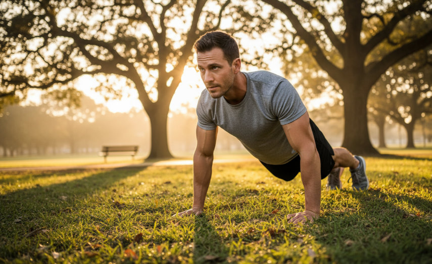 Low cost weight loss with outdoor bodyweight workout