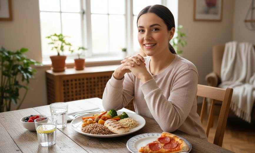 Balanced meal showing moderation and losing weight the sane way