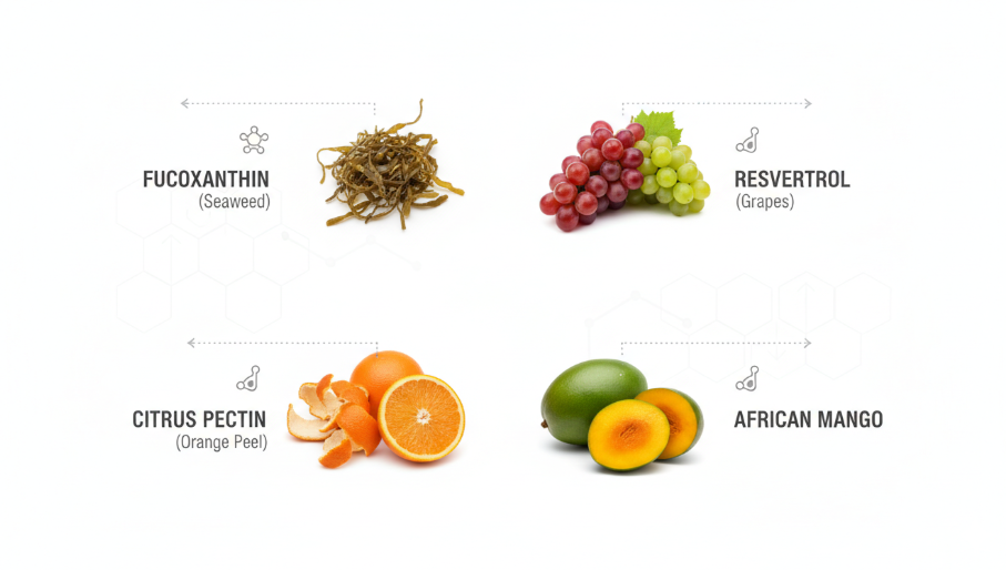 Key ingredients in Ikaria Juice for fat loss including fucoxanthin and resveratrol