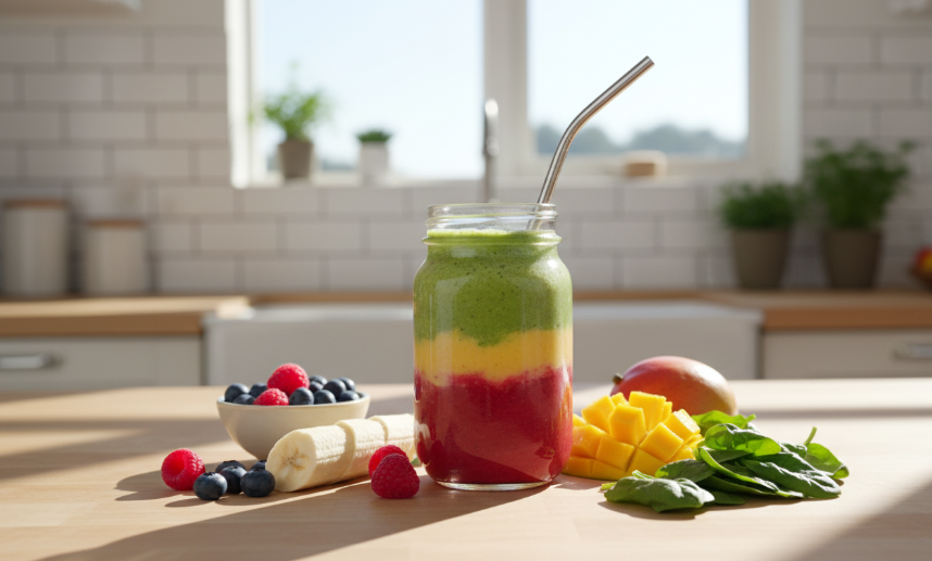 Colorful smoothies for weight loss made with fresh fruits and greens