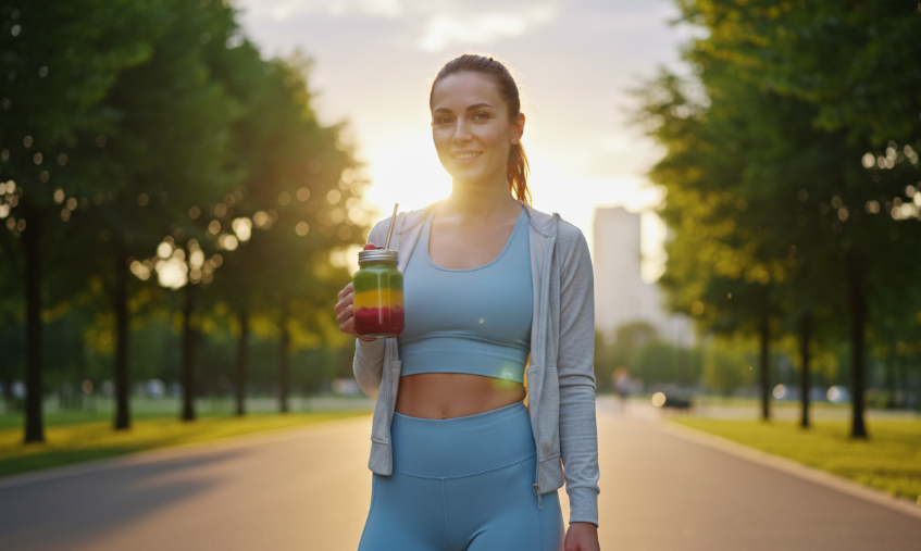 Healthy lifestyle supported by daily smoothies for weight loss