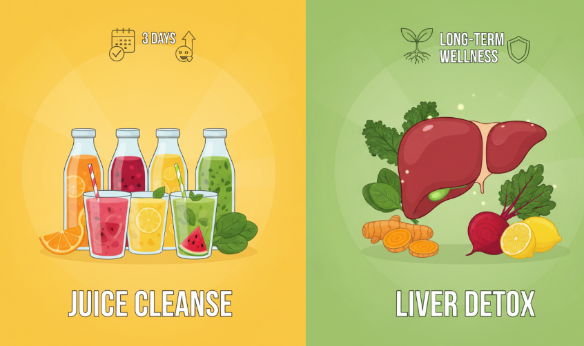 Juice cleanse vs liver detox with juices and liver-friendly foods