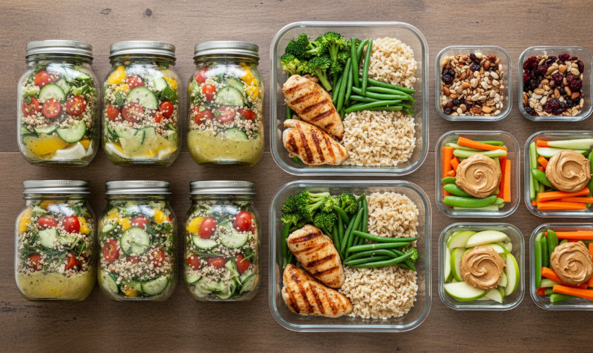 Weekly meal prep with lean proteins, vegetables, and whole grains to support easy and sustainable weight loss.