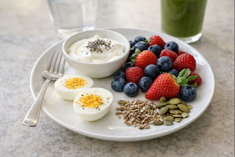 high protein low cal breakfast with eggs and vegetables