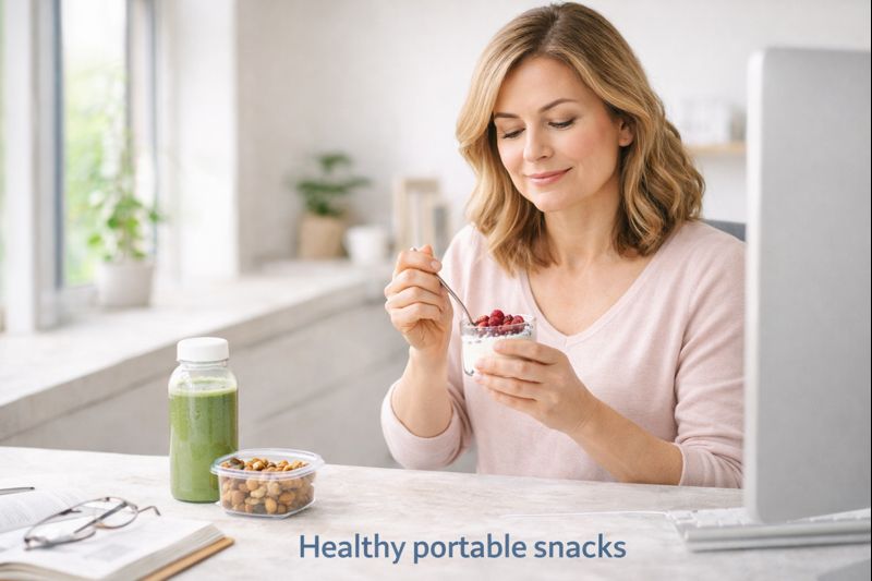 "Portable healthy snacks on the go to keep blood sugar stable and energy up"