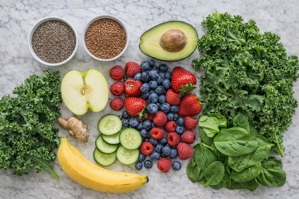 woman preparing smoothie weight loss plan in kitchen