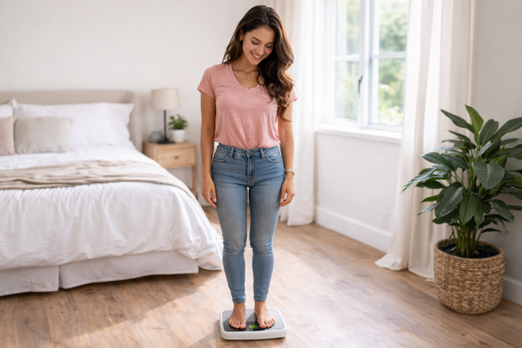 Woman preparing best smoothies for belly fat with healthy ingredients