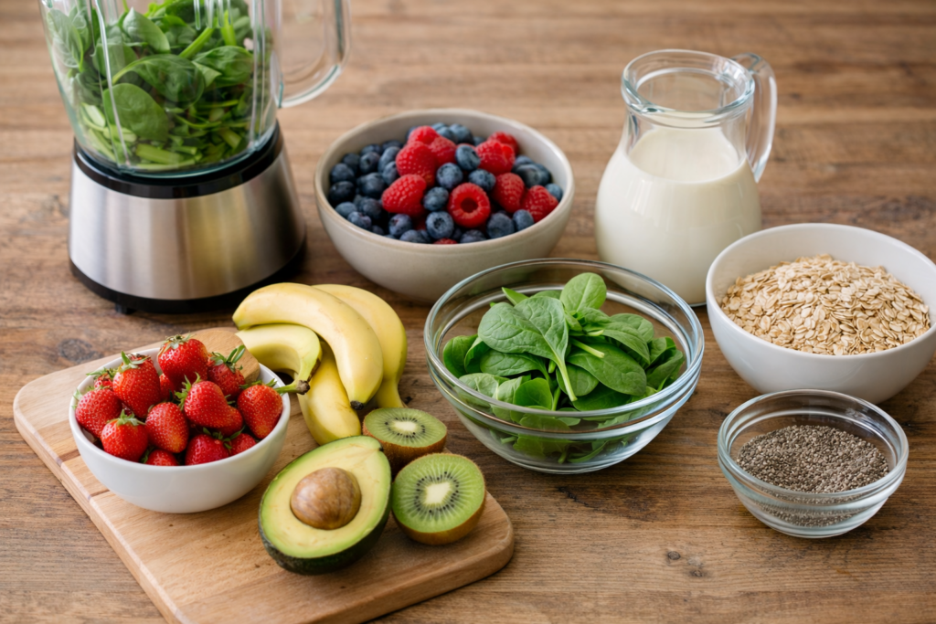 meal replacement smoothie ideas with berries and chia seeds